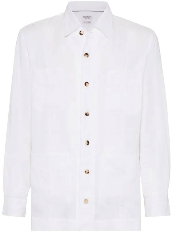 Brunello Cucinelli 白 麻100% シャツジャケット イタリア 27358837_57283314_600.jpg