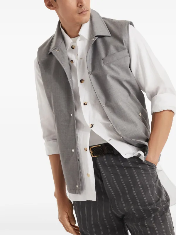 Brunello Cucinelli Linen Shirt Jacket | White | FARFETCH JO