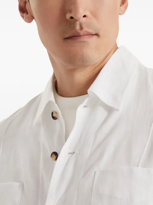 Brunello Cucinelli Linen Shirt Jacket | White | FARFETCH JO