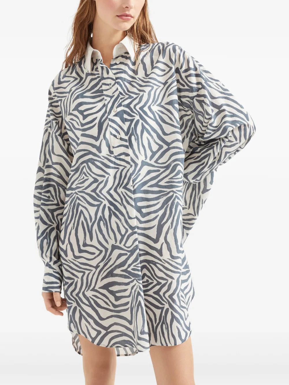 Brunello Cucinelli Blousejurk van katoen-zijdemix Blauw