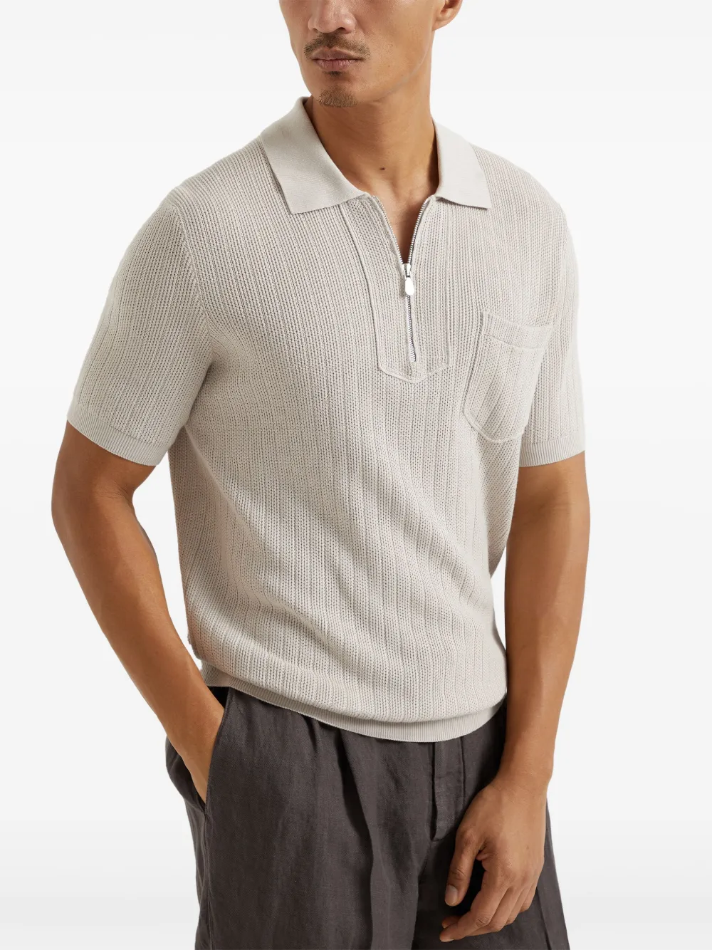 Brunello Cucinelli Gebreid poloshirt Beige