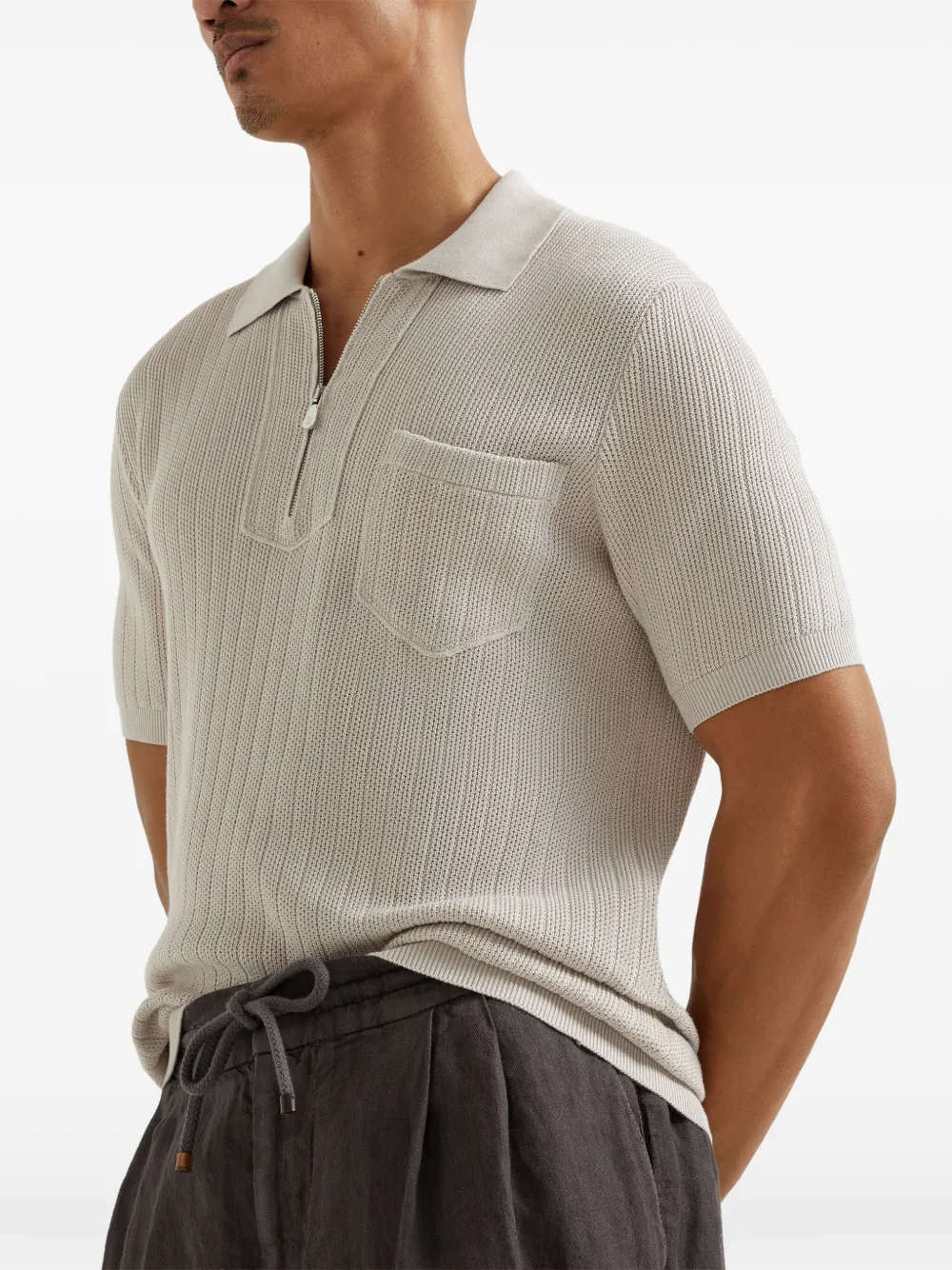 Brunello Cucinelli Gebreid poloshirt Beige