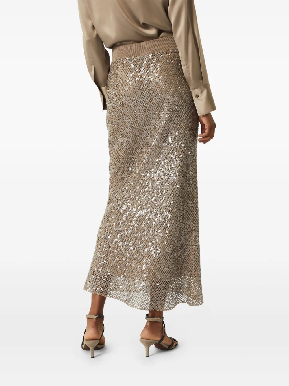 Brunello Cucinelli Rok met pailletten Beige