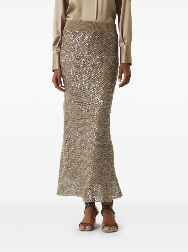 ブルネロクチネリ スパンコール スカート Brunello Cucinelli スパンコール スカート | ニュートラル