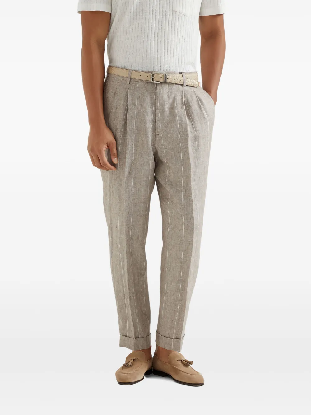 Brunello Cucinelli Gestreepte broek Beige