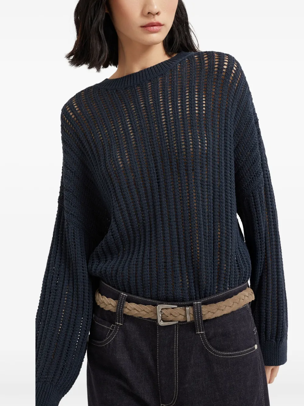 Brunello Cucinelli Opengebreide trui Blauw