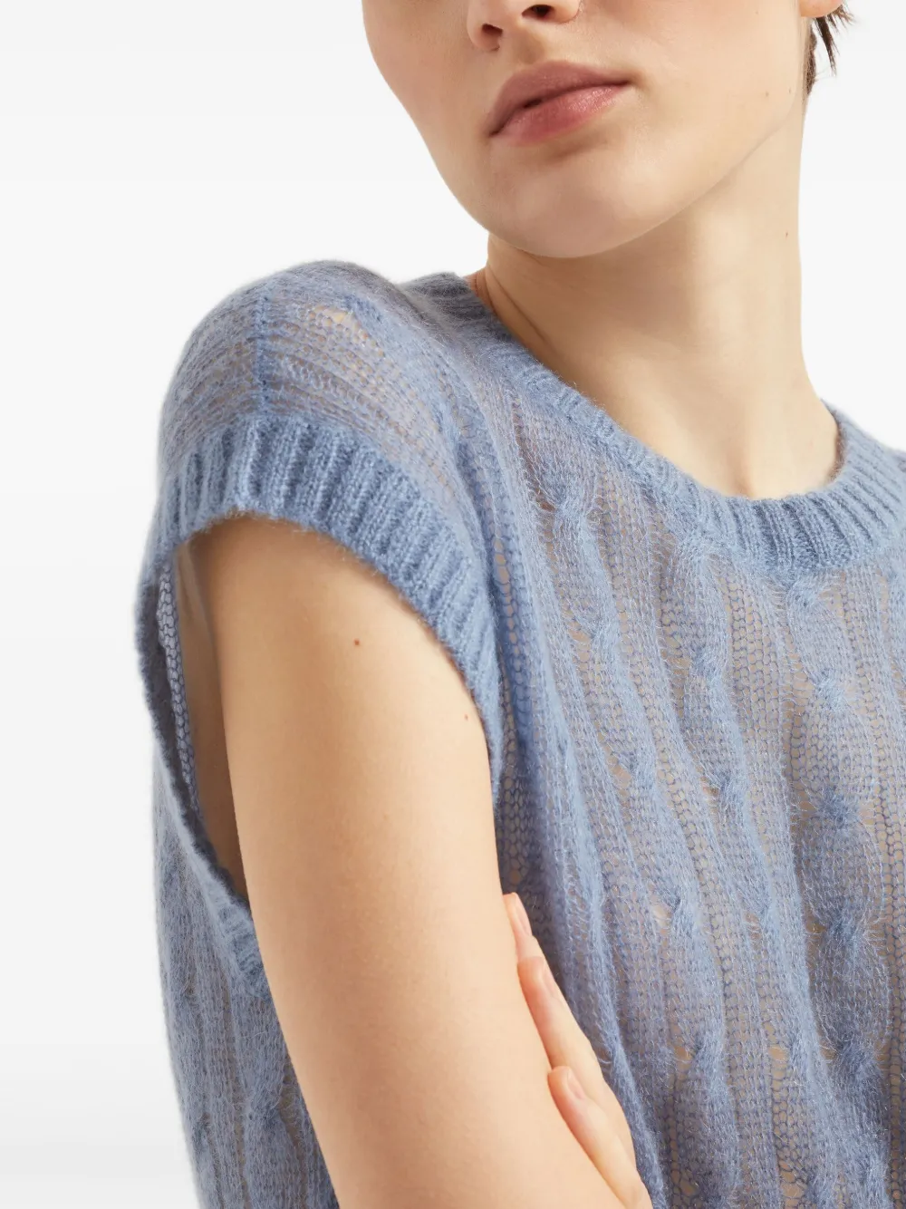 Brunello Cucinelli Kabelgebreide top Blauw