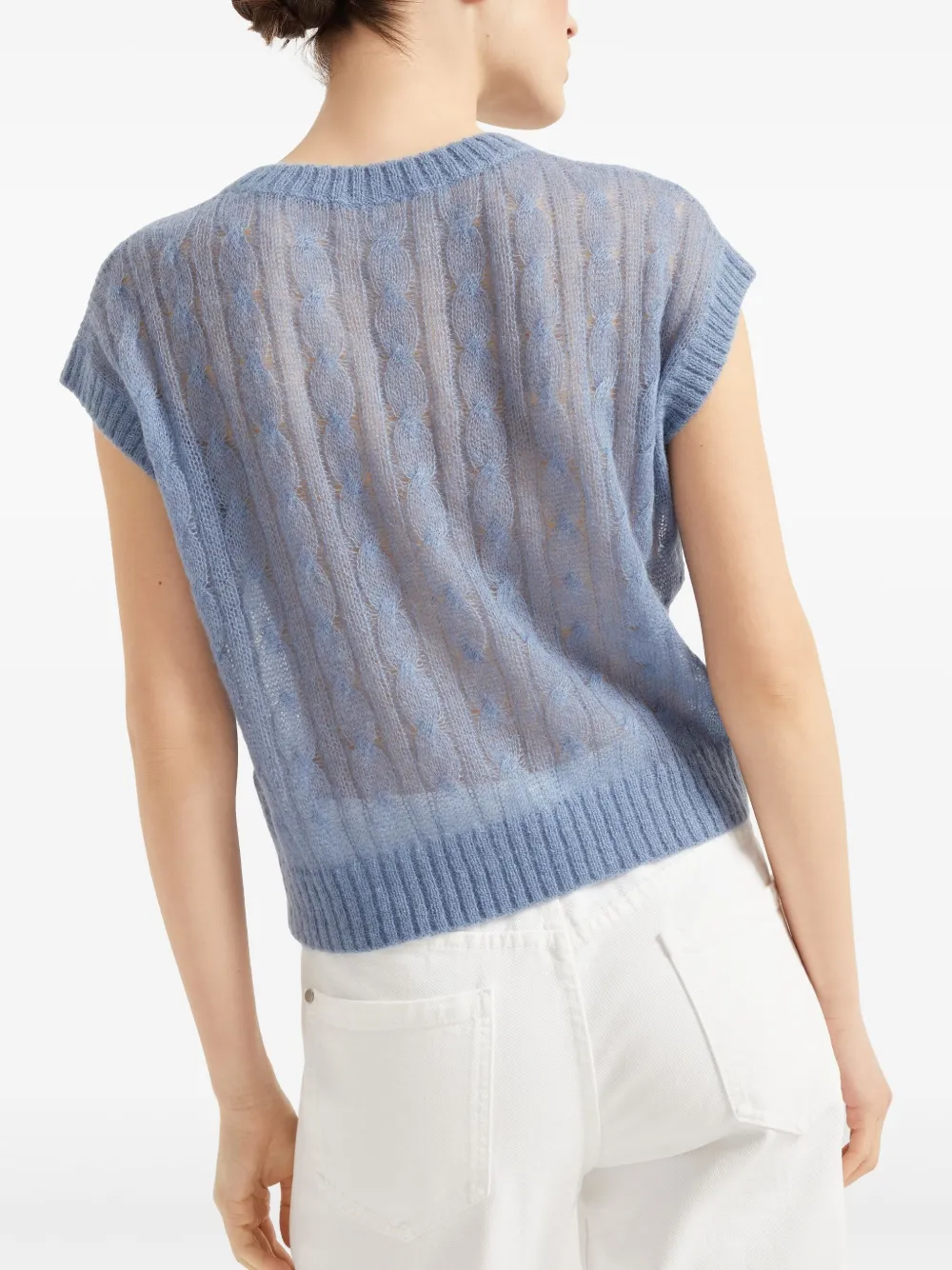 Brunello Cucinelli Kabelgebreide top Blauw