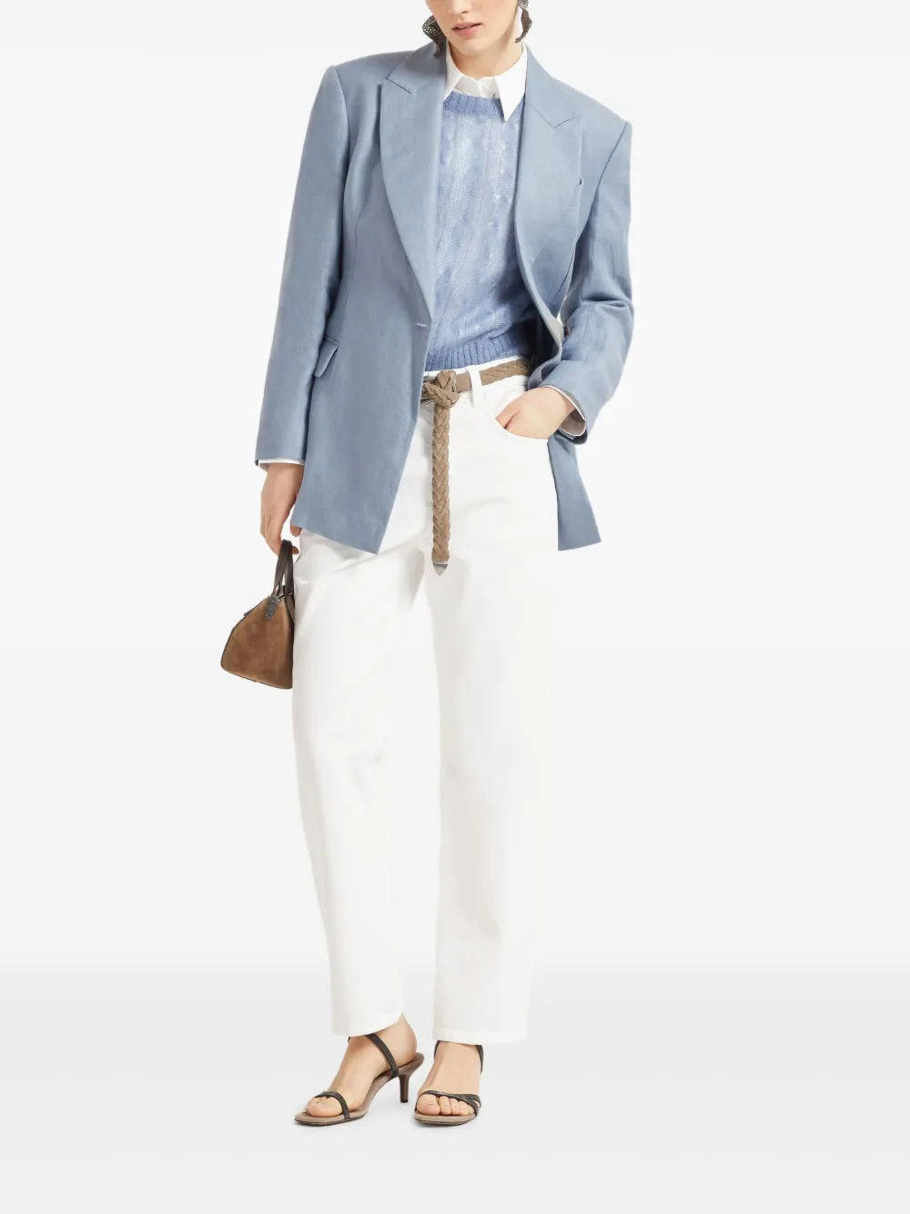 Brunello Cucinelli Kabelgebreide top Blauw