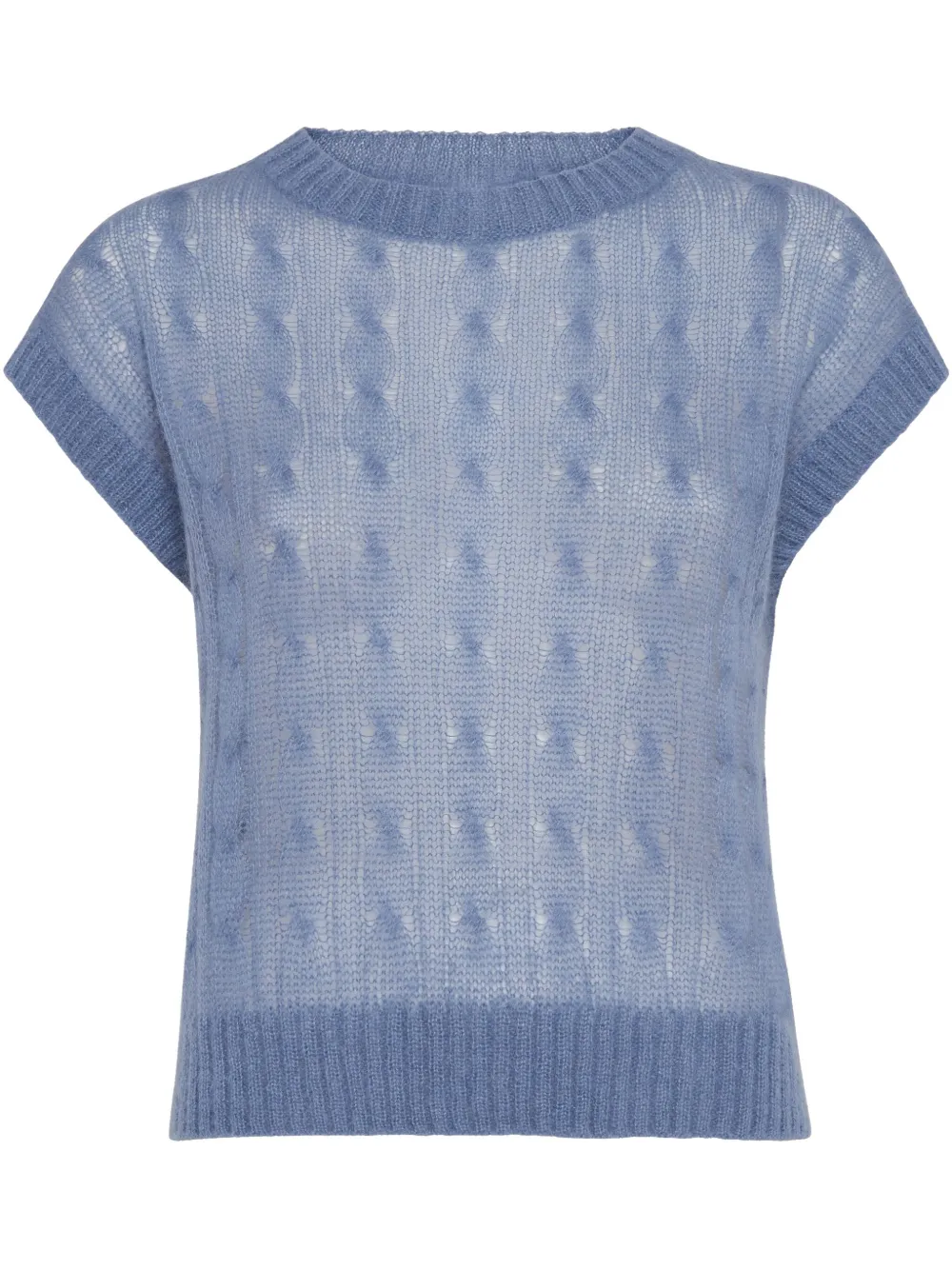 Brunello Cucinelli Kabelgebreide top Blauw