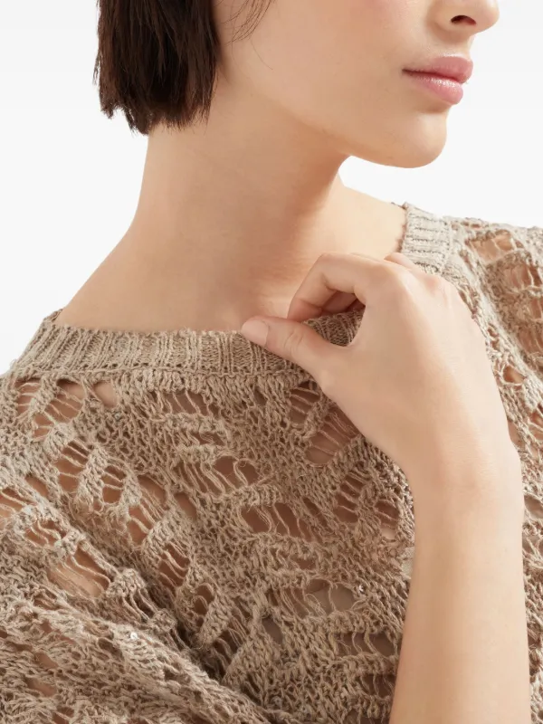 【関税＆送料込み】Brunello Cucinelli 'Foliage Lace' Poncho Brunello Cucinelli Foliage Lace Knit Poncho | Sendegaro AE