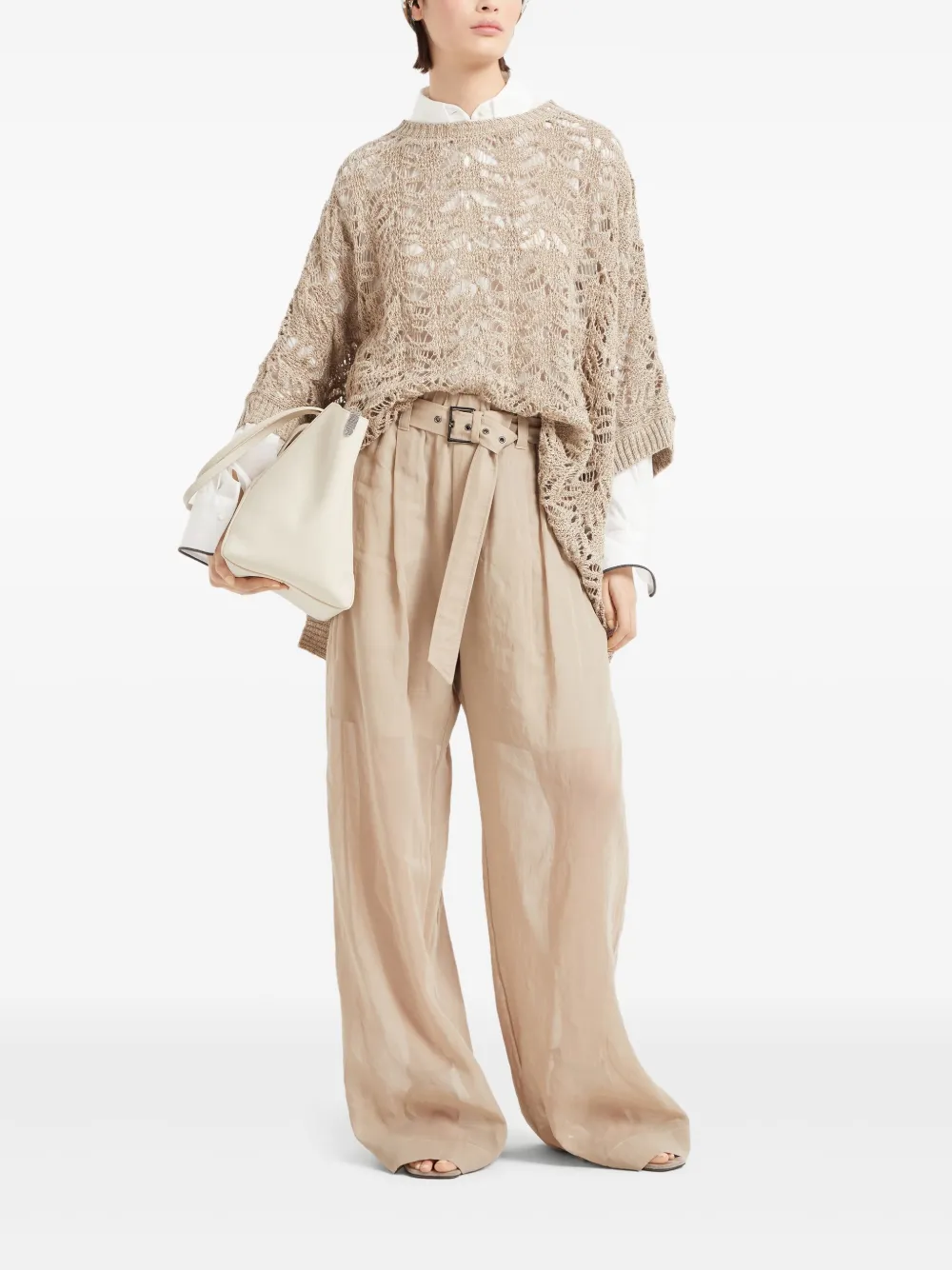 Brunello Cucinelli Foliage Lace poncho - Beige