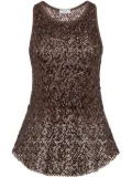 Brunello Cucinelli sequin-embellished mesh top - Brown