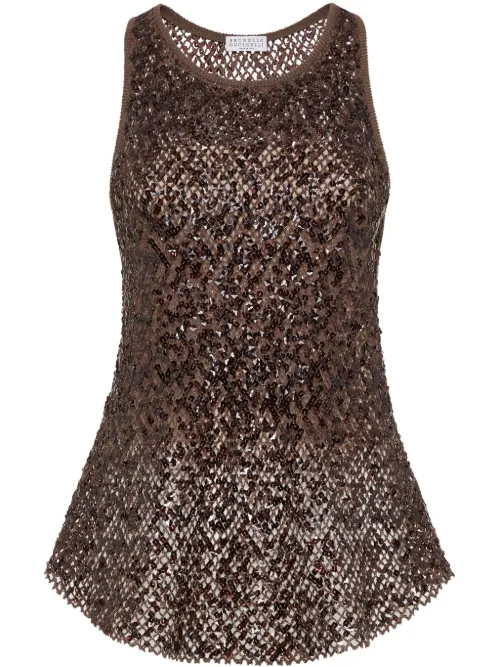 Haut en mesh à sequins - Brunello Cucinelli - Modalova