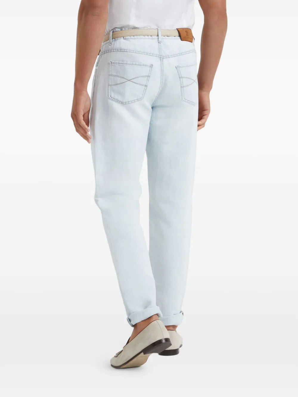 Brunello Cucinelli Jeans met logopatch Blauw