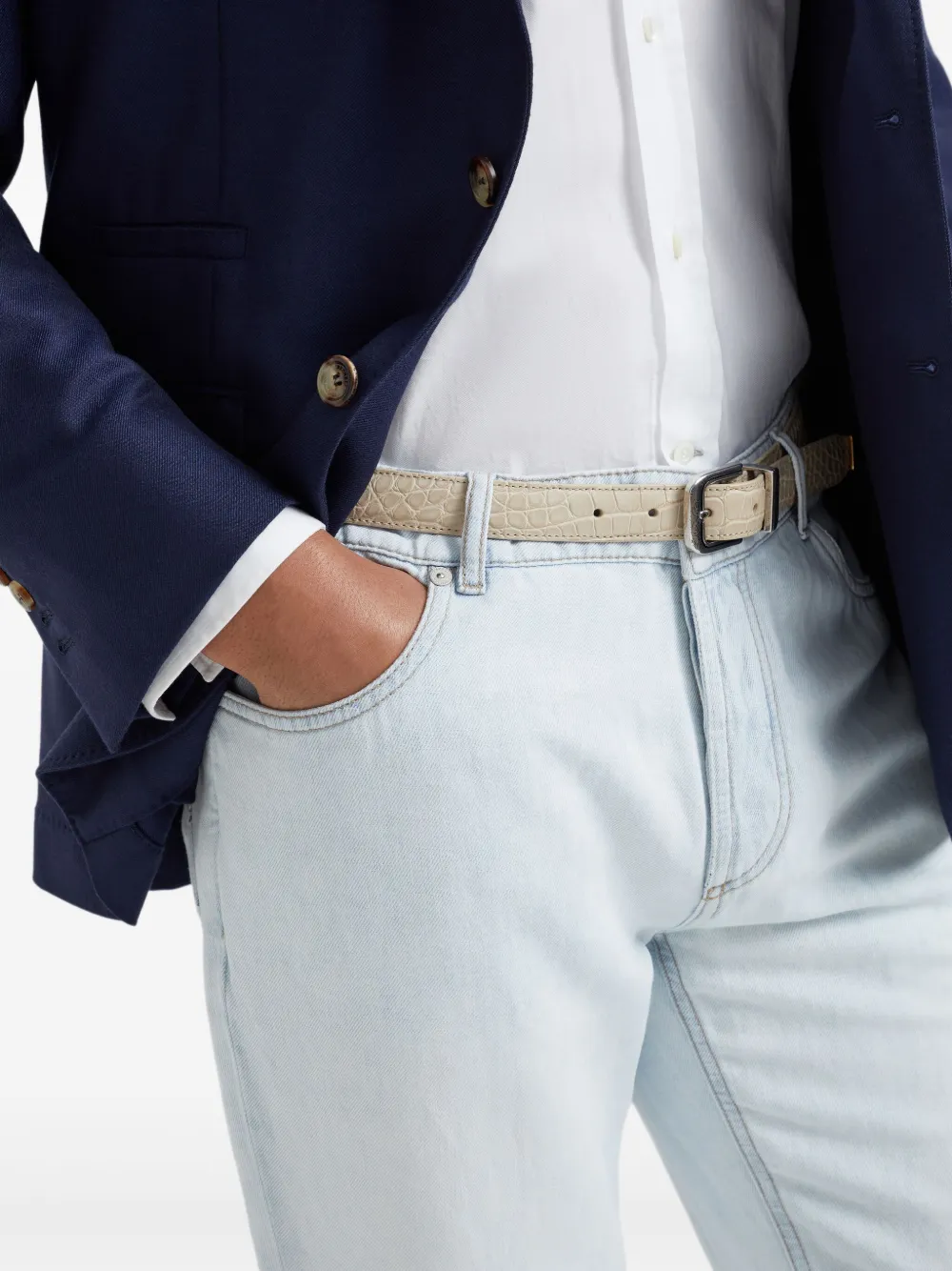 Brunello Cucinelli Jeans met logopatch Blauw