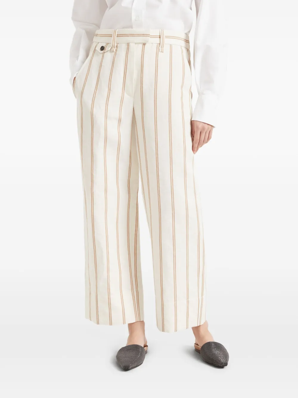 Brunello Cucinelli Gestreepte broek Beige