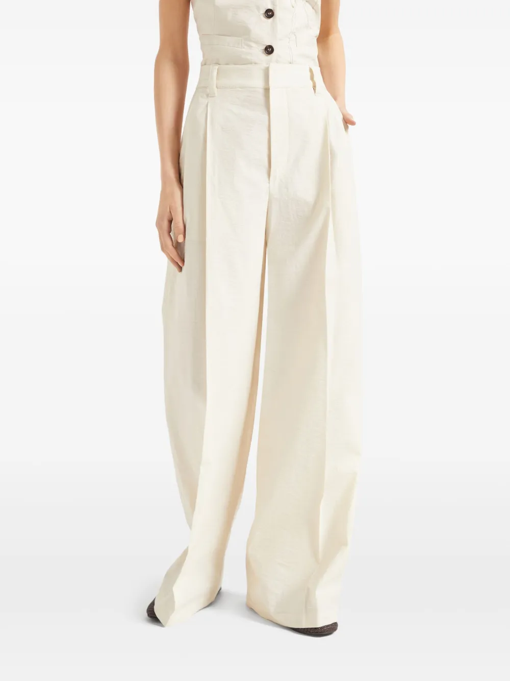 Brunello Cucinelli Broek met wijde pijpen Beige