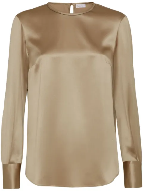 Brunello Cucinelli satin long-sleeve T-shirt