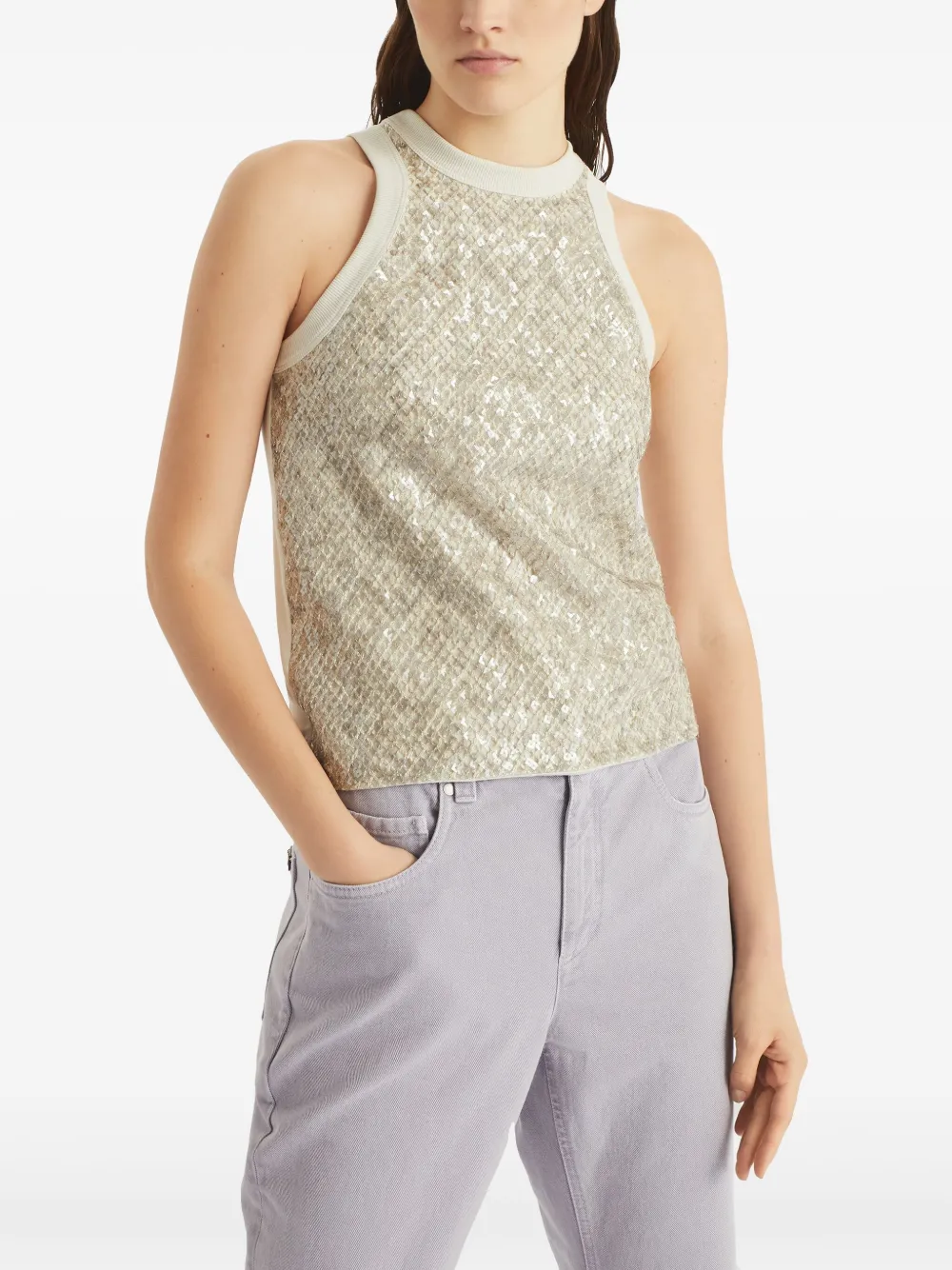 Brunello Cucinelli Tanktop met pailletten Beige