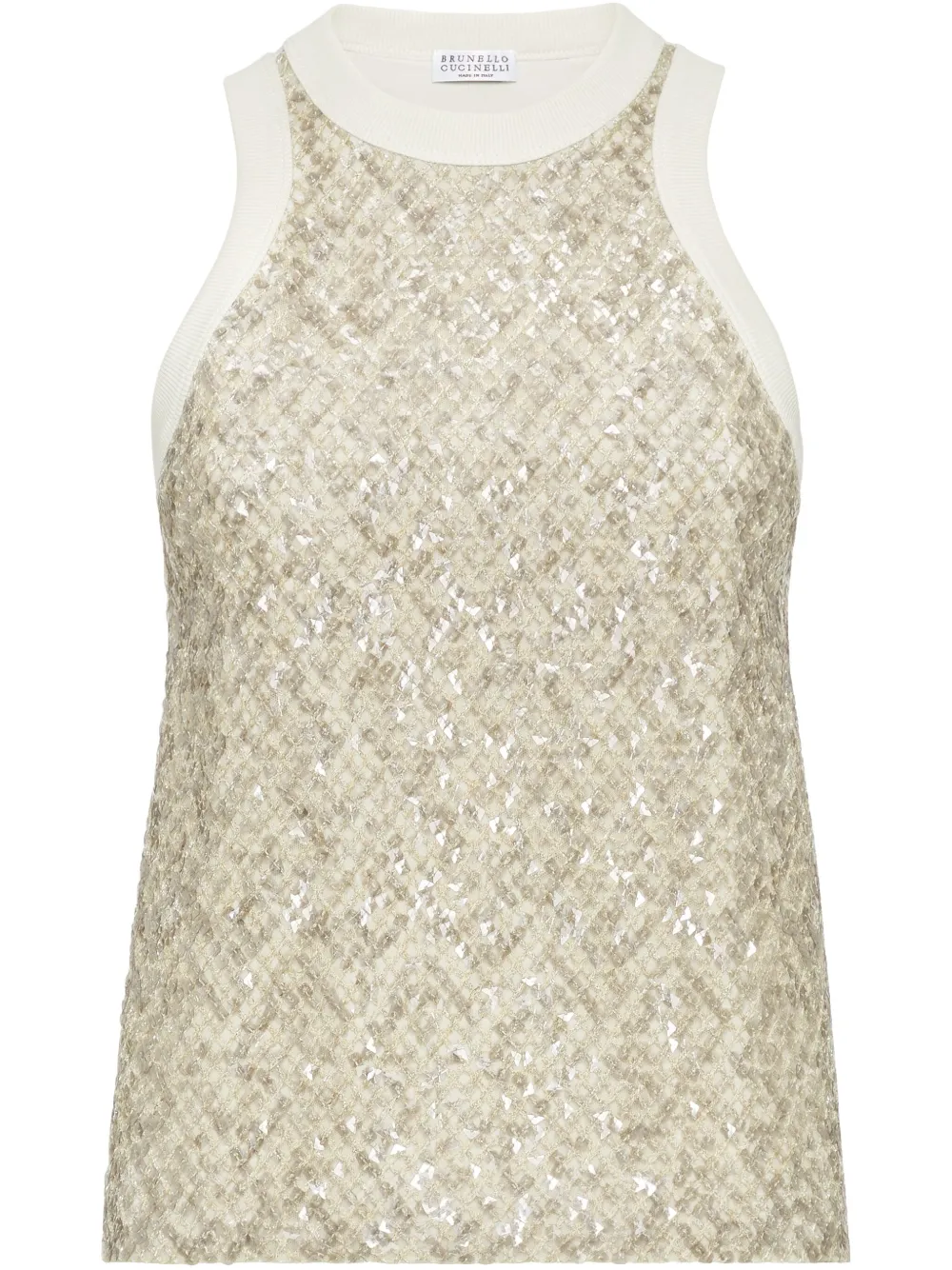 Brunello Cucinelli sequinned embroidered tank top | Neutrals | Image 1