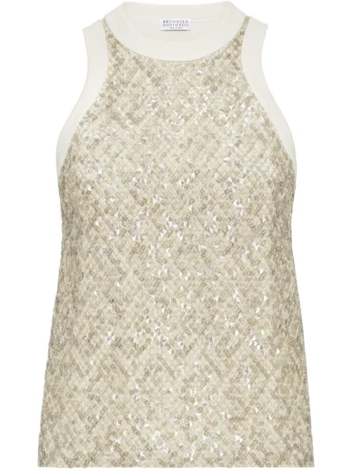 Débardeur brodé de sequins - Brunello Cucinelli - Modalova