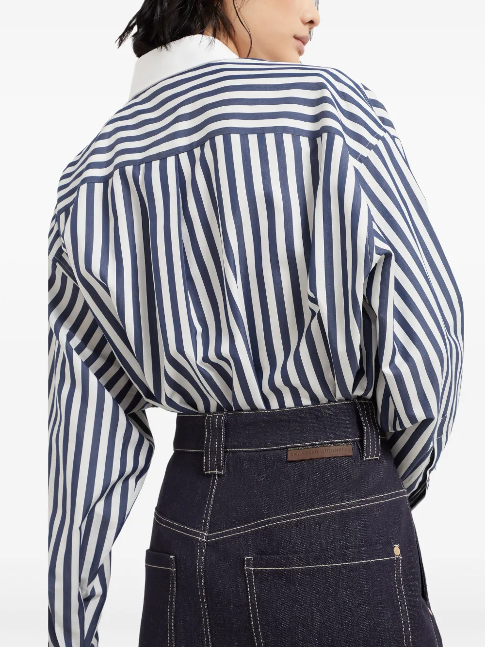 Brunello Cucinelli Denim Skirt With Belts And Pockets In Blue