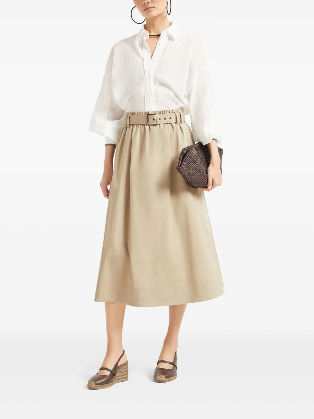 Brunello Cucinelli Rok met ceintuur - Beige