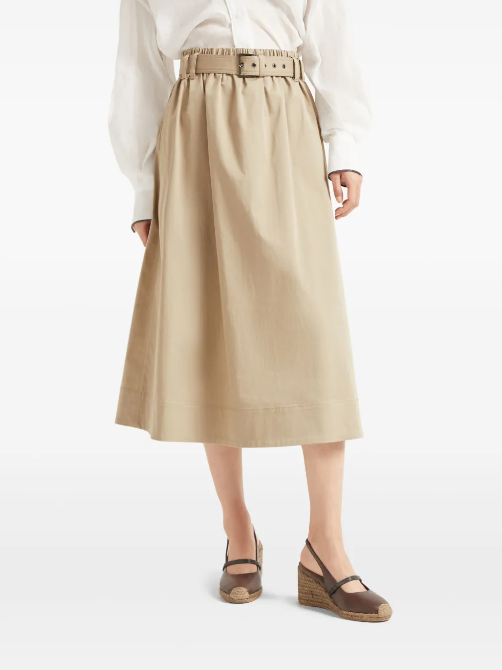 Brunello Cucinelli Rok met ceintuur Beige