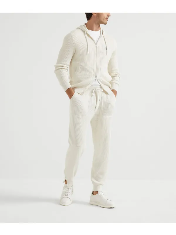 Brunello Cucinelli ribbed-knit Hoodie | Neutrals | FARFETCH