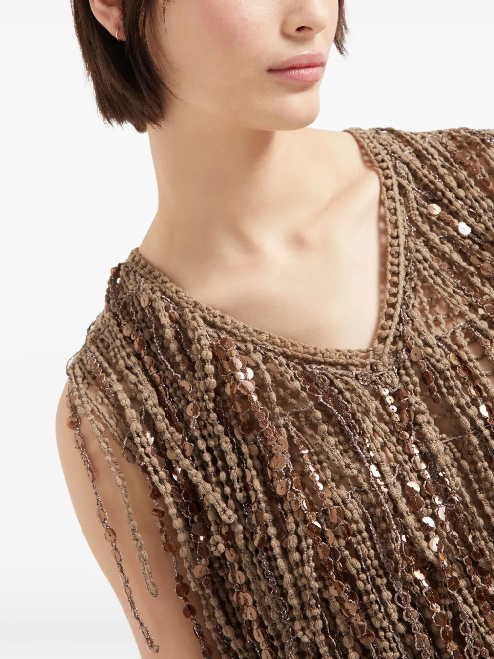 Brunello Cucinelli Top met print Bruin