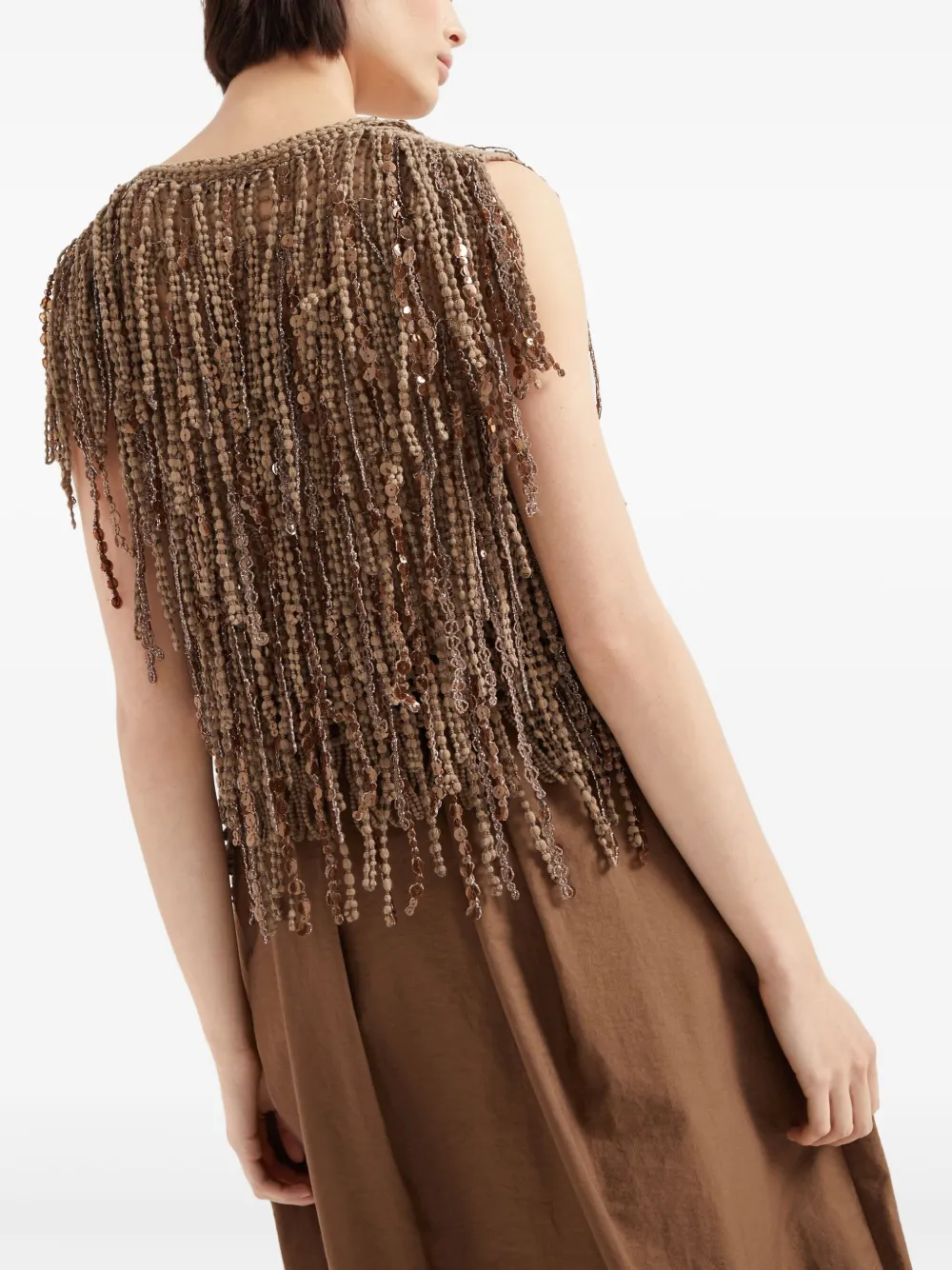 Brunello Cucinelli Top met print Bruin