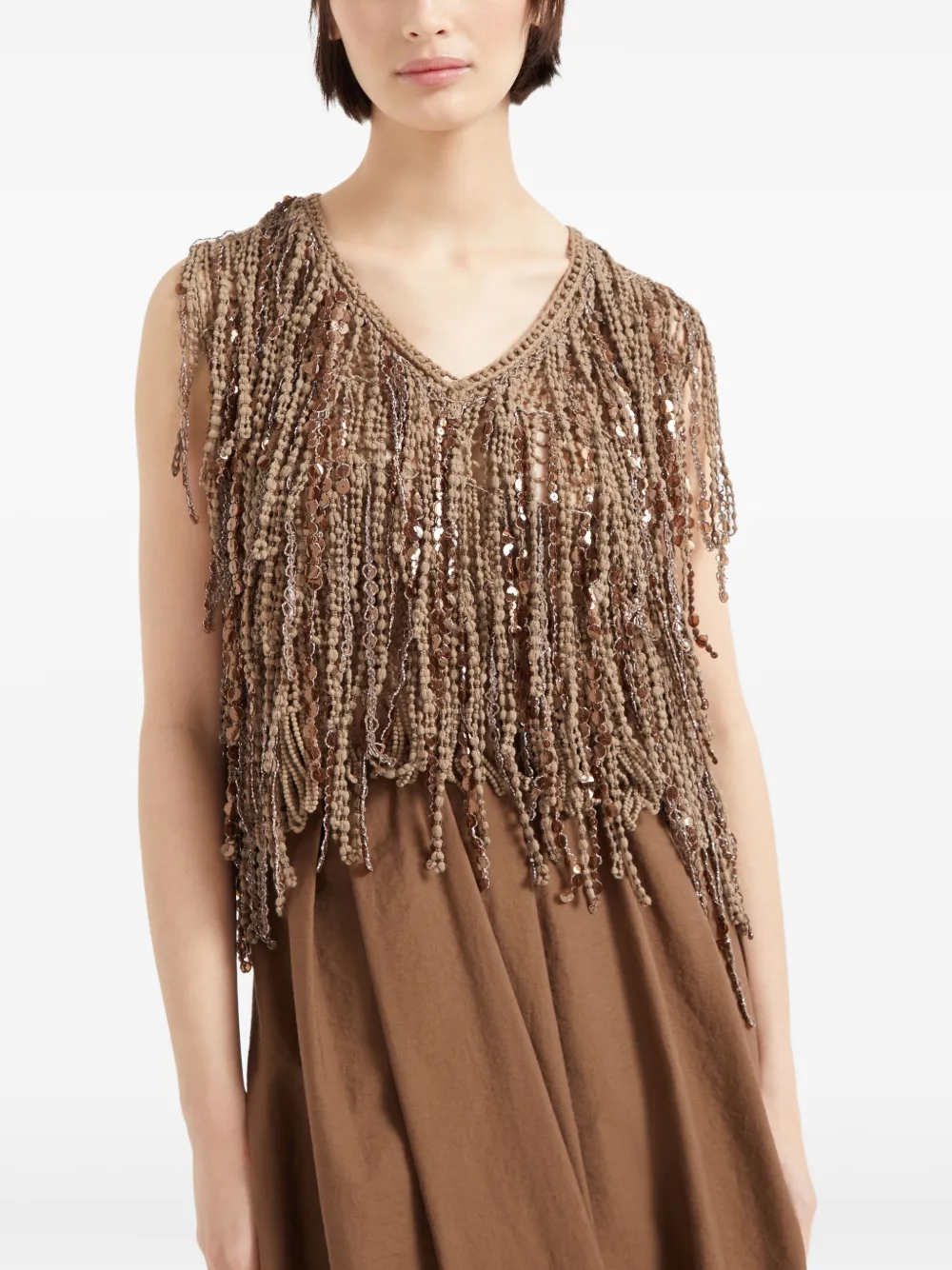 Brunello Cucinelli Top met print Bruin