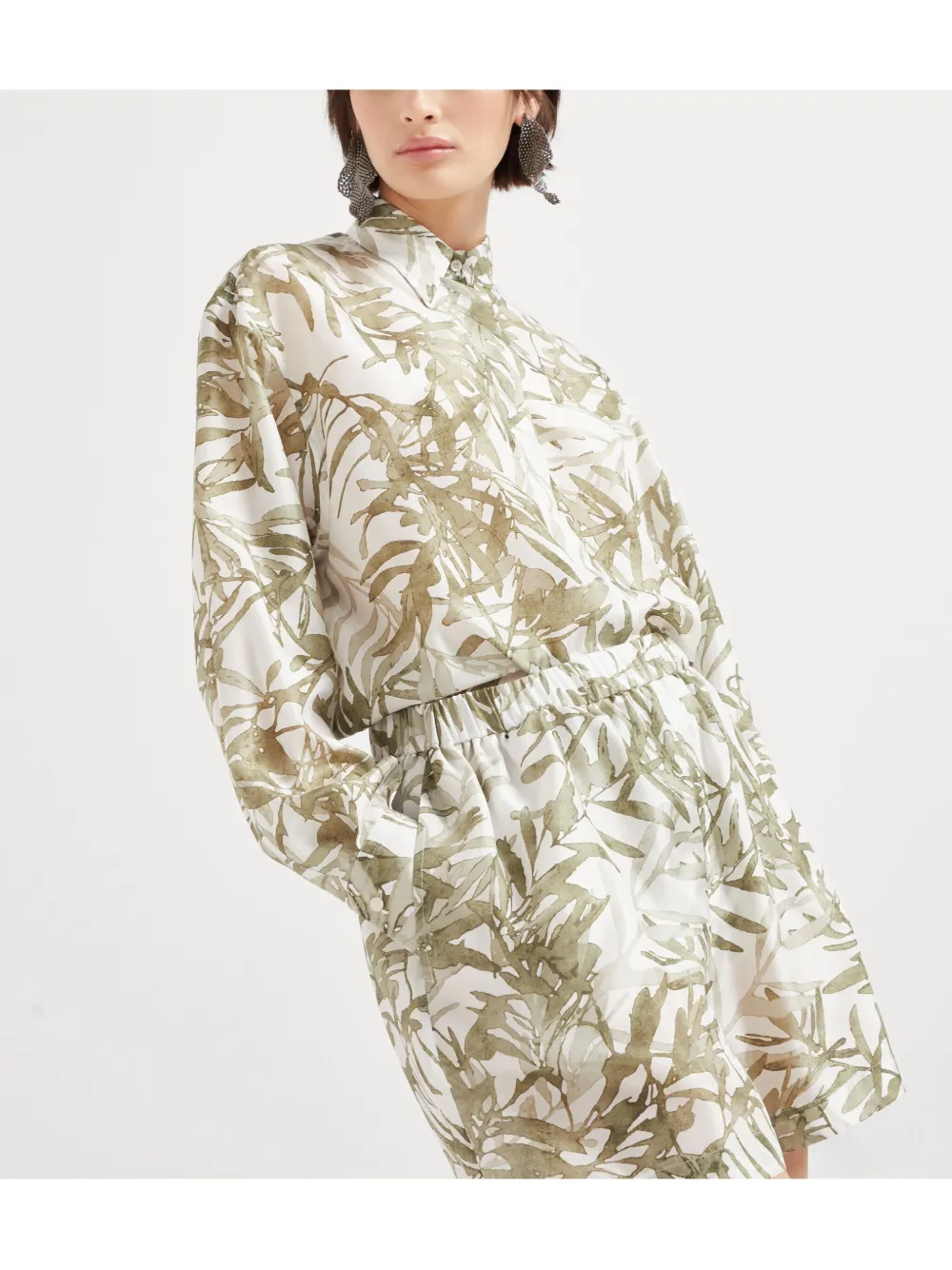 Brunello Cucinelli Shorts met Herbarium print Wit