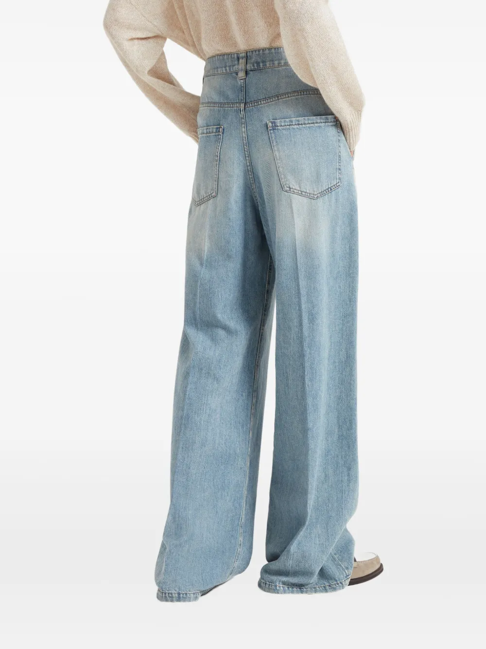 Brunello Cucinelli High waist jeans met wijde pijpen Blauw
