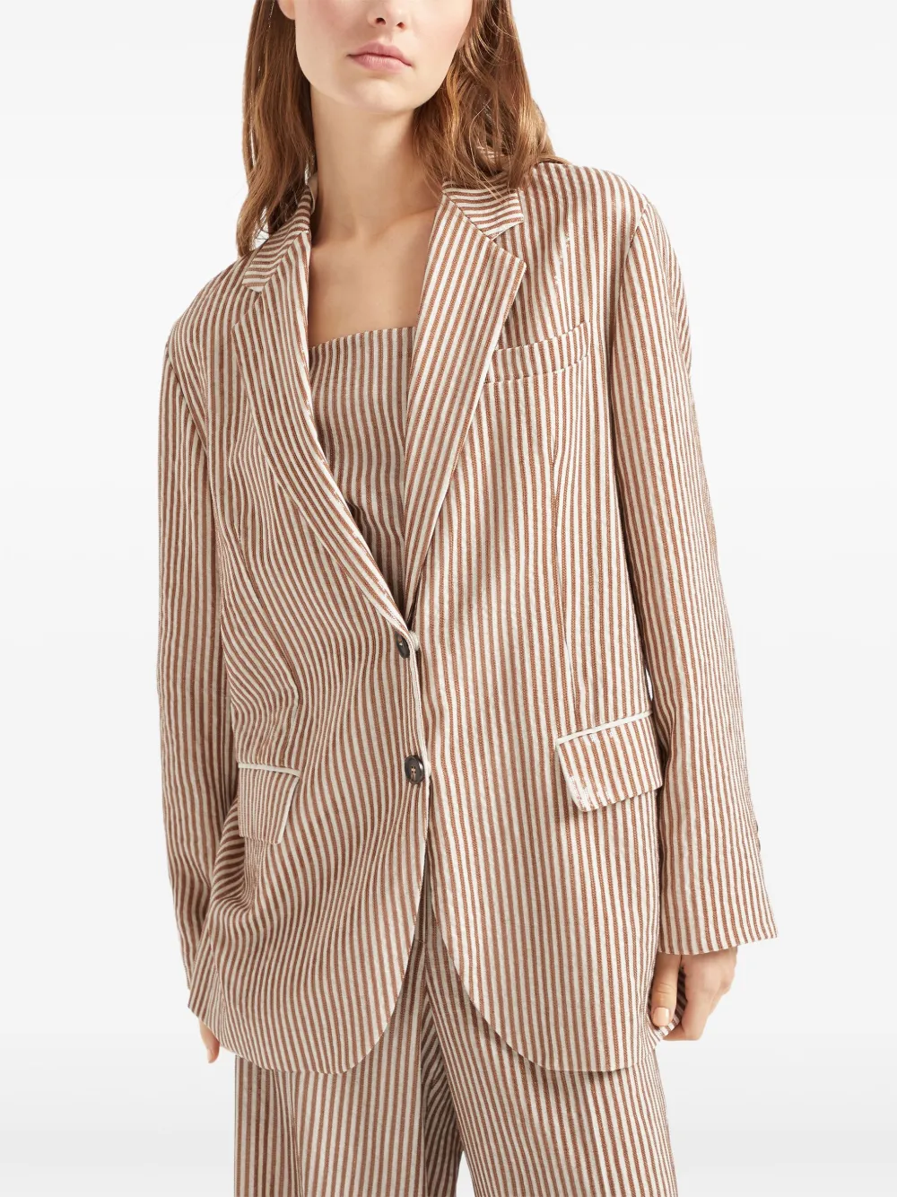 Brunello Cucinelli Blazer met pailletten Beige