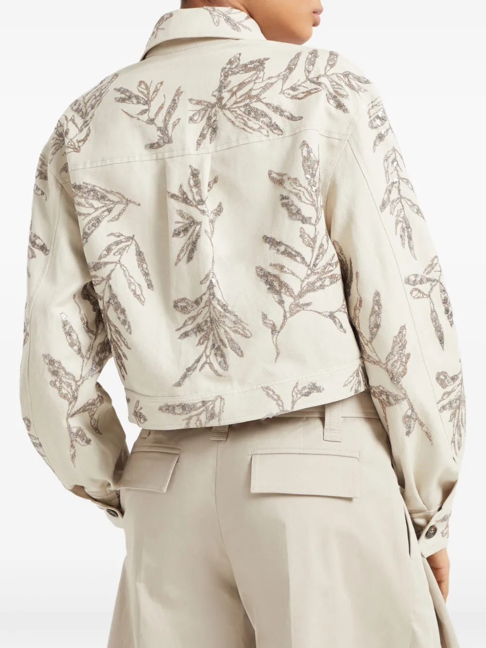 Brunello Cucinelli Flora jack met borduurwerk Beige