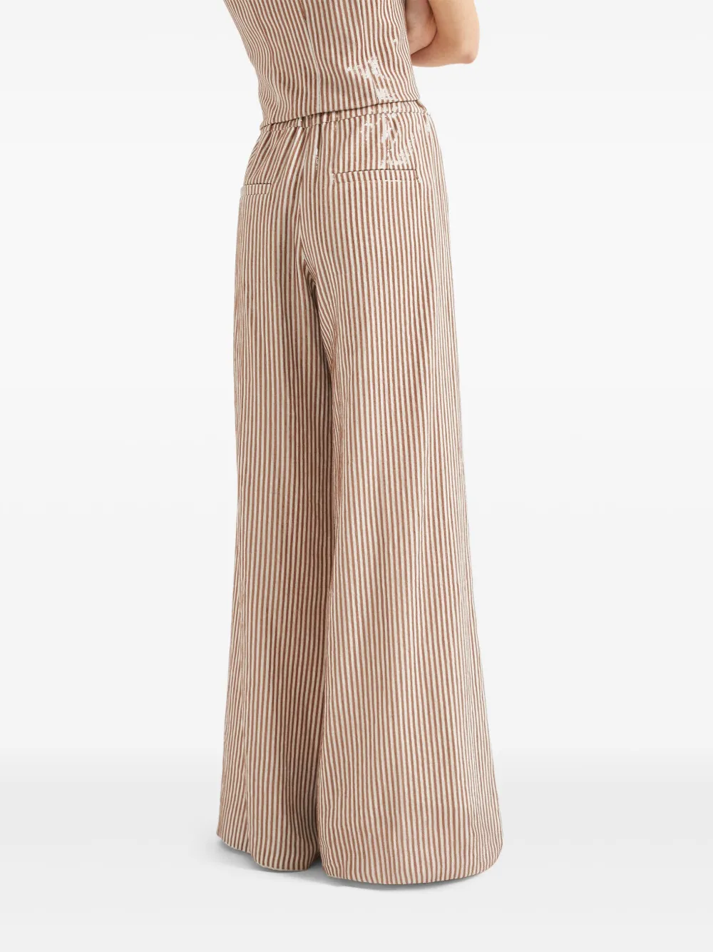 Brunello Cucinelli Palazzo broek met pailletten Beige