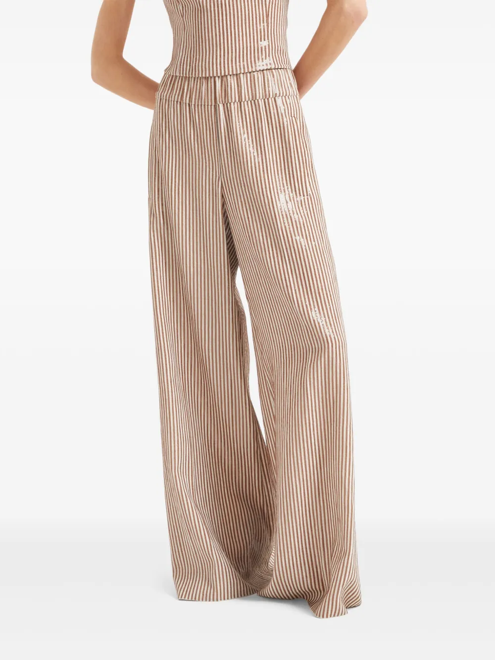 Brunello Cucinelli Palazzo broek met pailletten Beige