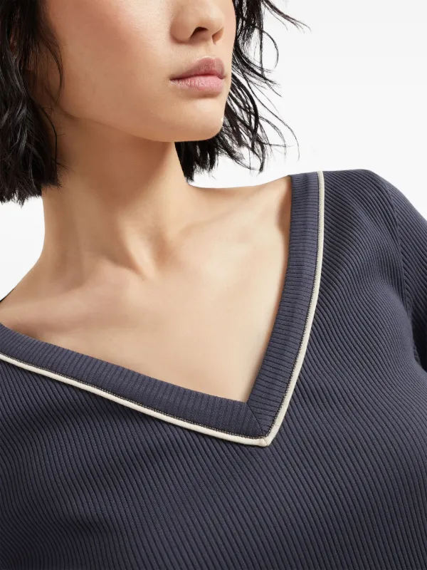 Tシャツ・カットソー BRUNELLO CUCINELLI monili-detailed cotton t-shirt Brunello Cucinelli Monili-detail T-shirt | Blue | FARFETCH JO