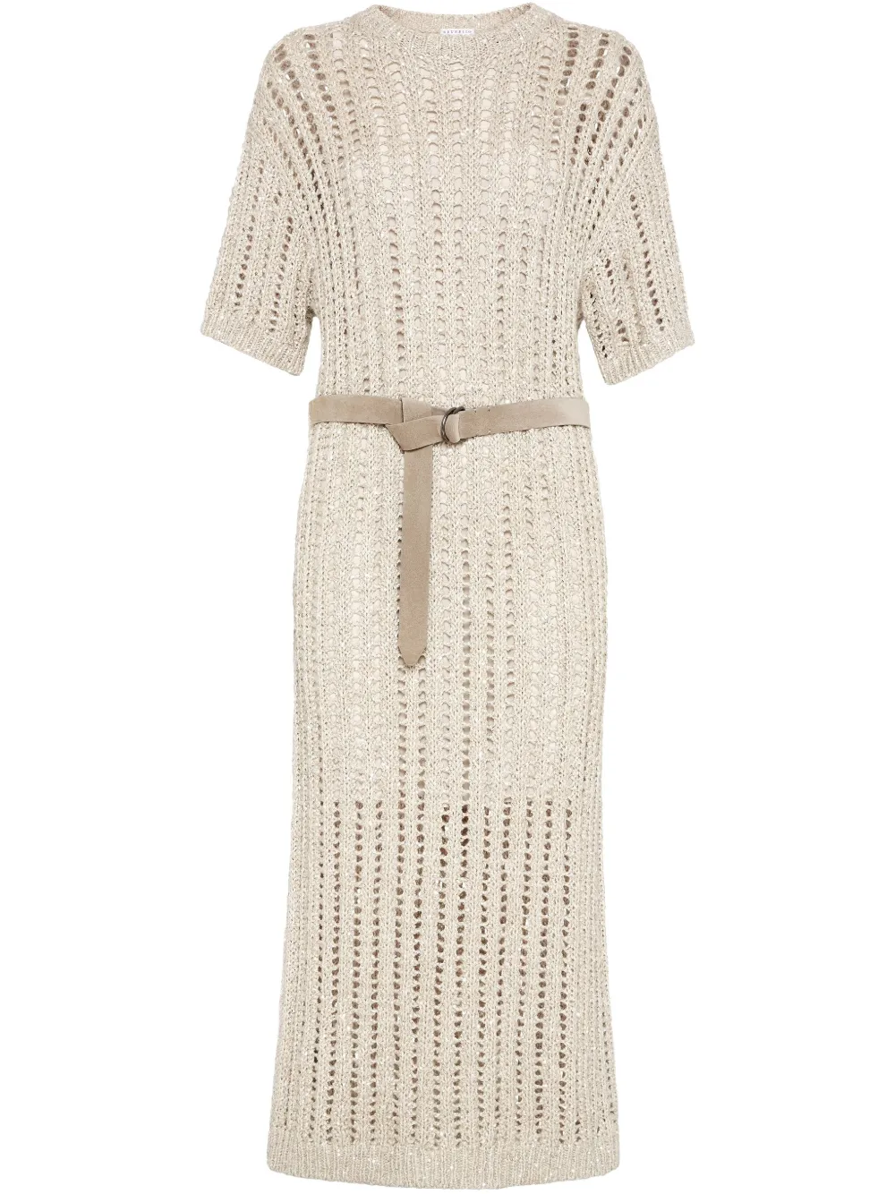 Brunello Cucinelli vestido midi con diseño tejido | neutro | Image 1