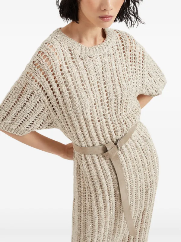 【送料&関税込】Brunello Cucinelli Knitted Midi Dress Brunello Cucinelli Knitted Midi Dress | Neutrals | FARFETCH