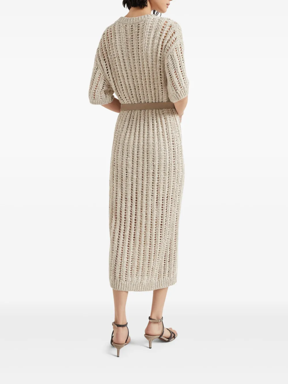 Brunello Cucinelli Gebreide midi-jurk Beige