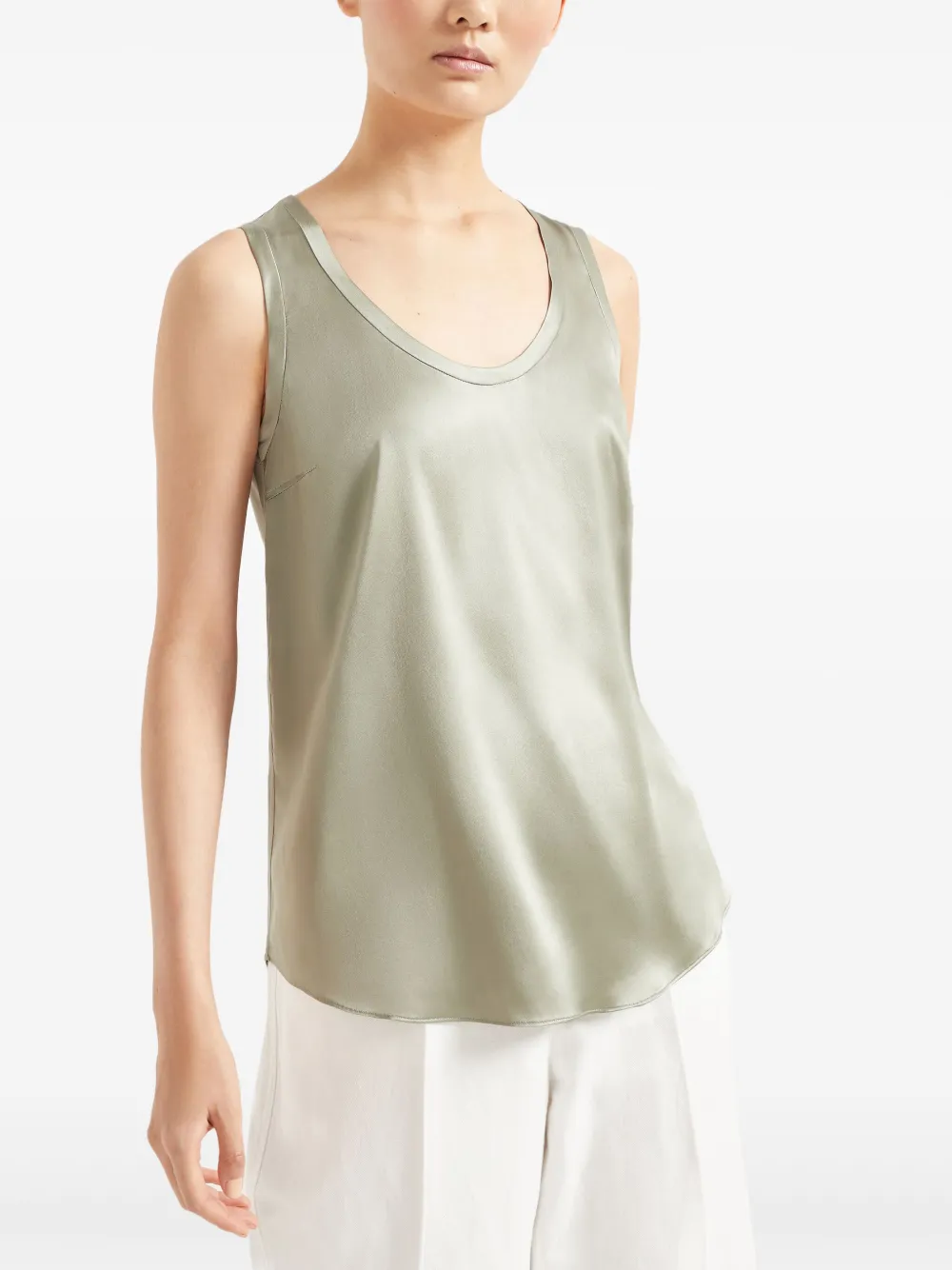 Brunello Cucinelli Omkeerbare satijnen tanktop Groen