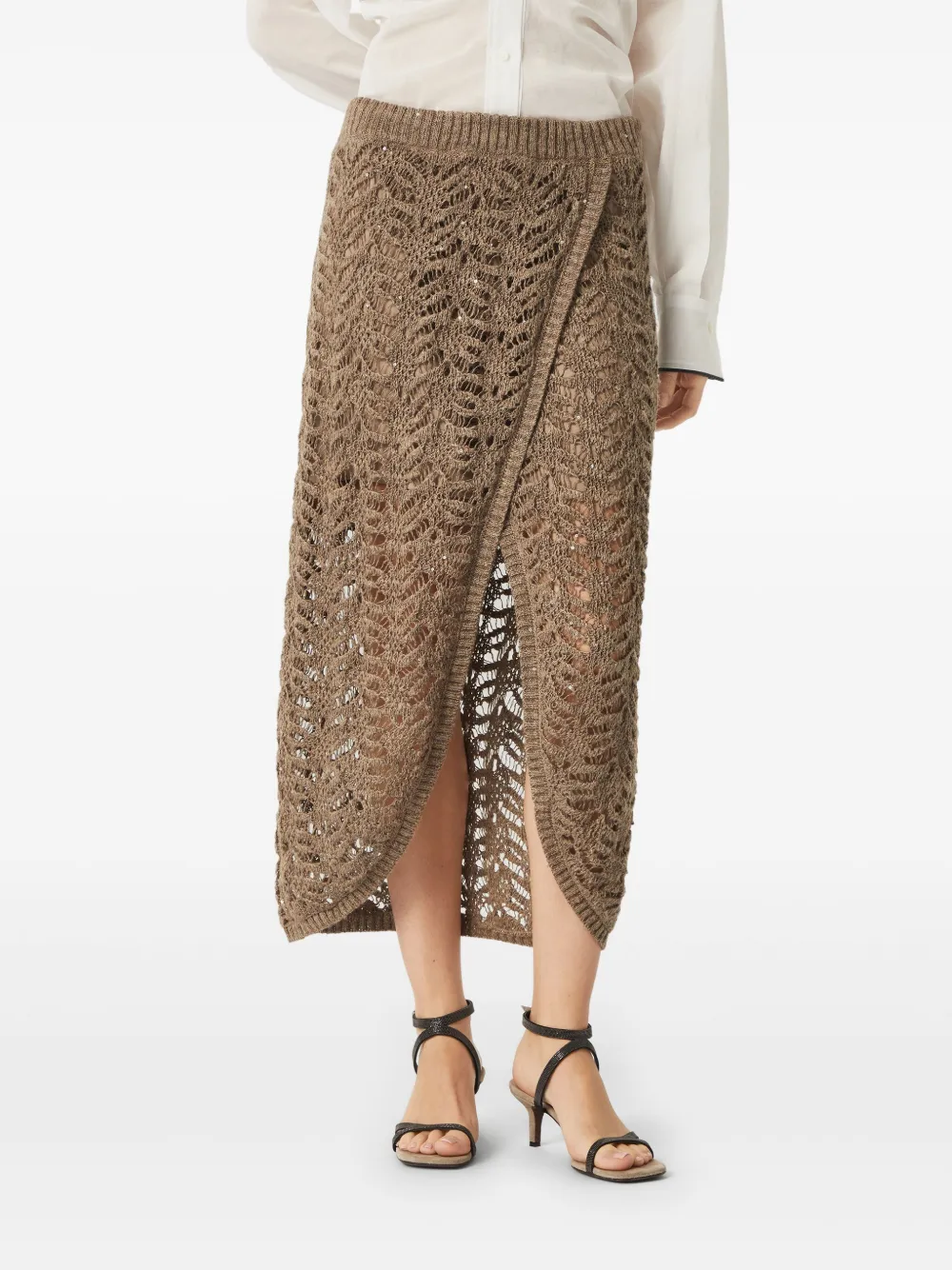 Brunello Cucinelli Rok met kant Bruin