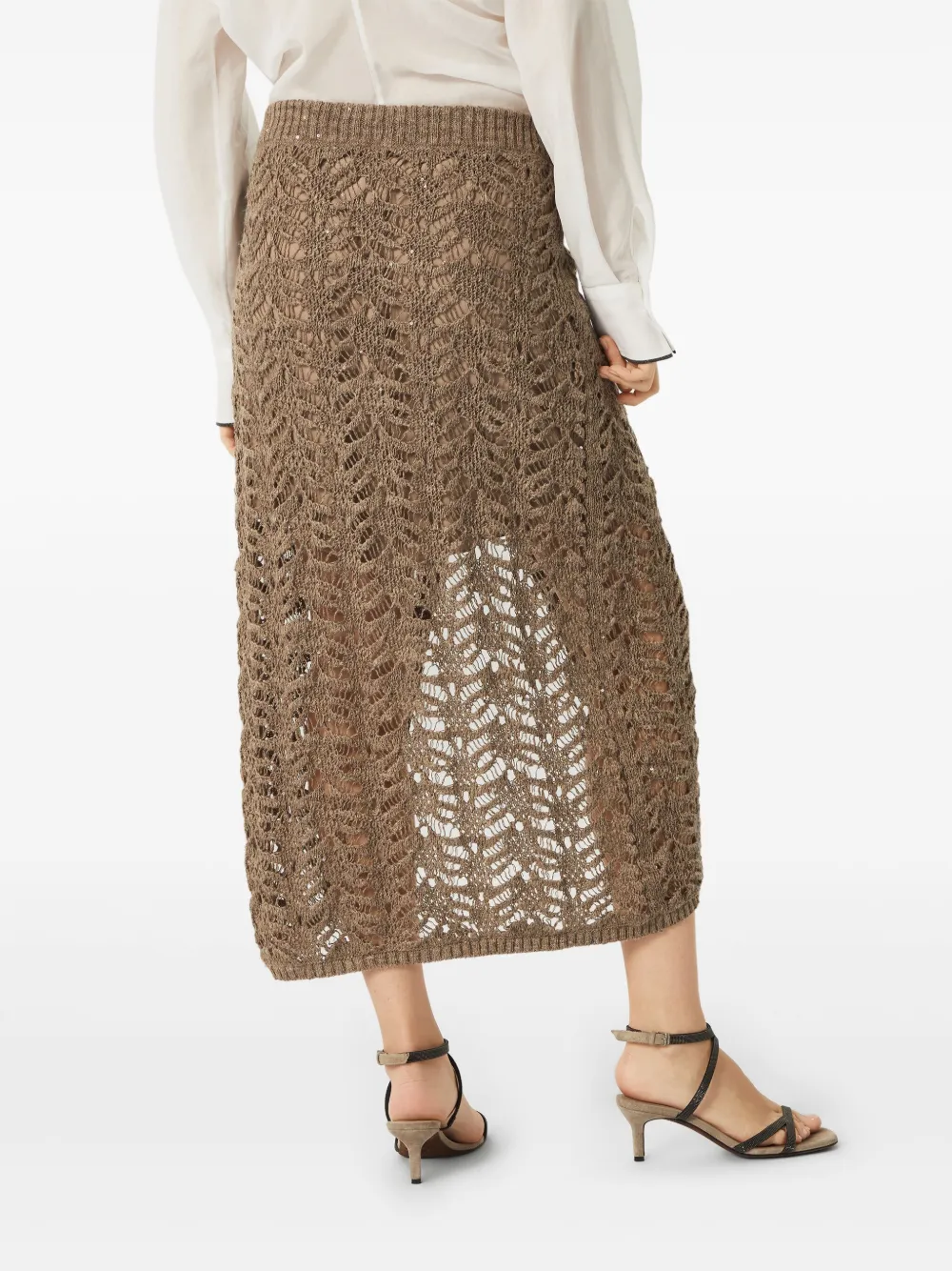 Brunello Cucinelli Rok met kant Bruin