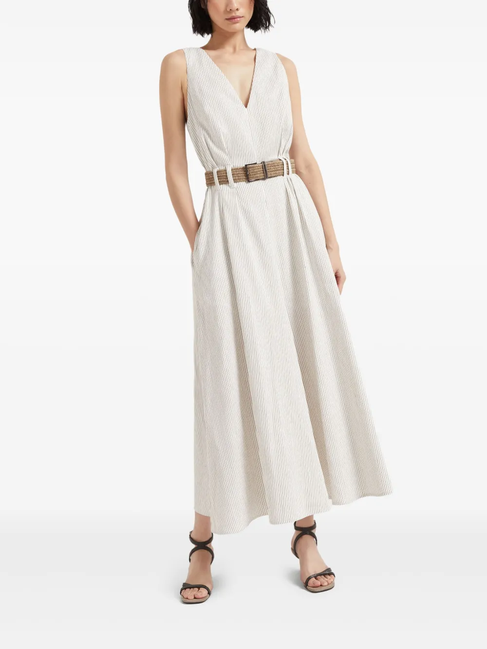 Brunello Cucinelli Twill jurk Bruin