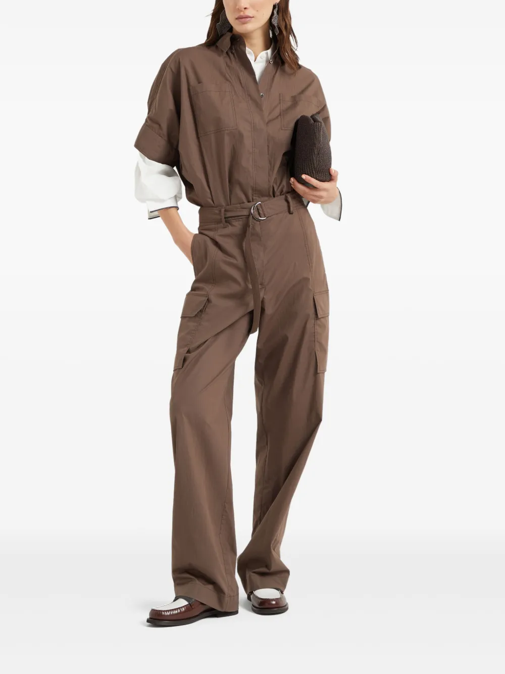 Brunello Cucinelli Popeline jumpsuit - Bruin