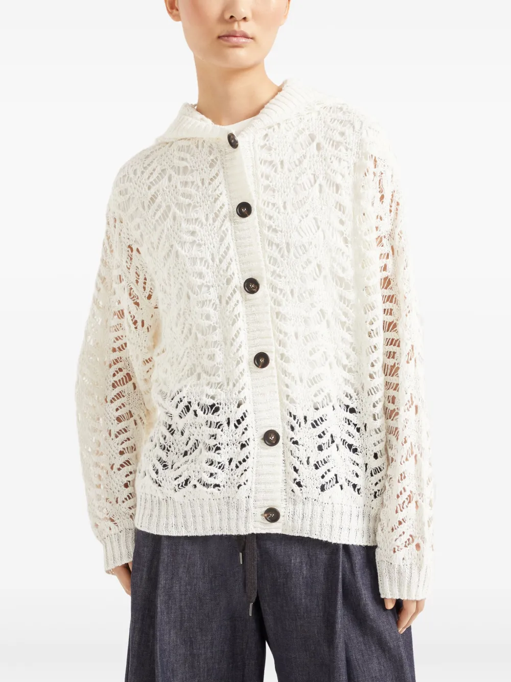 Brunello Cucinelli Vest met bloemenkant Wit
