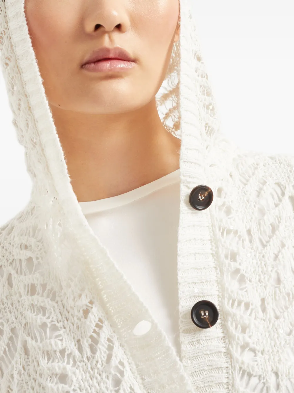 Brunello Cucinelli Vest met bloemenkant Wit